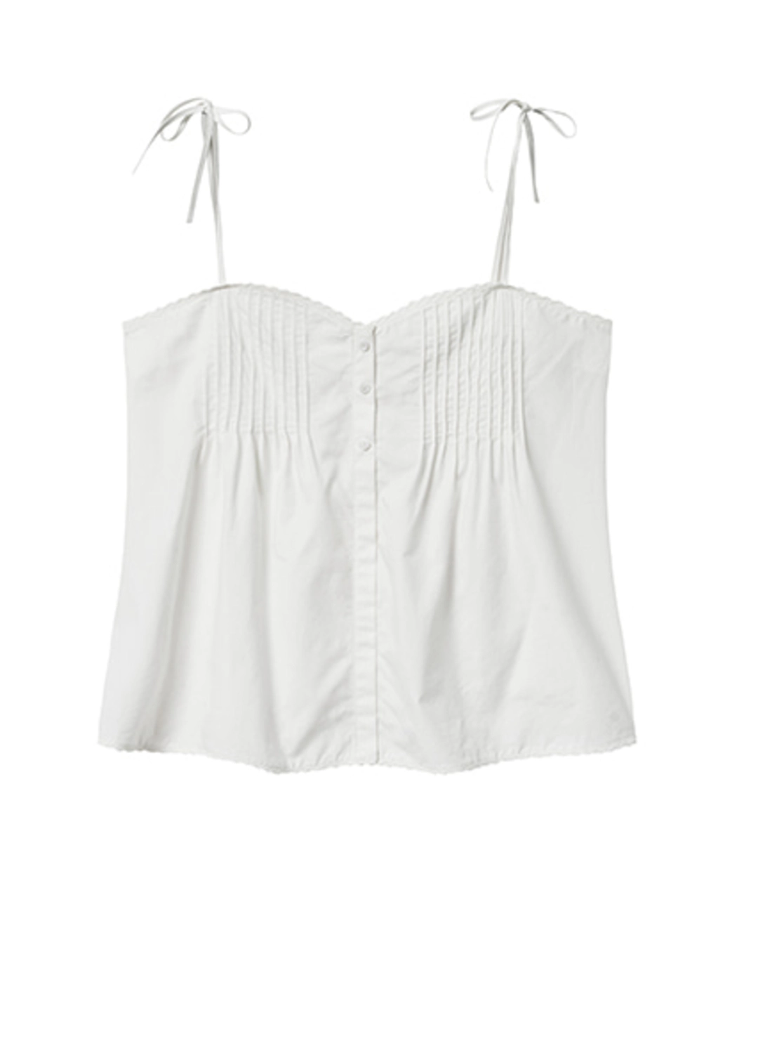 쏘이르 LACE TUCK SLEEVELESS BLOUSE - WHITE 상품 이미지 3