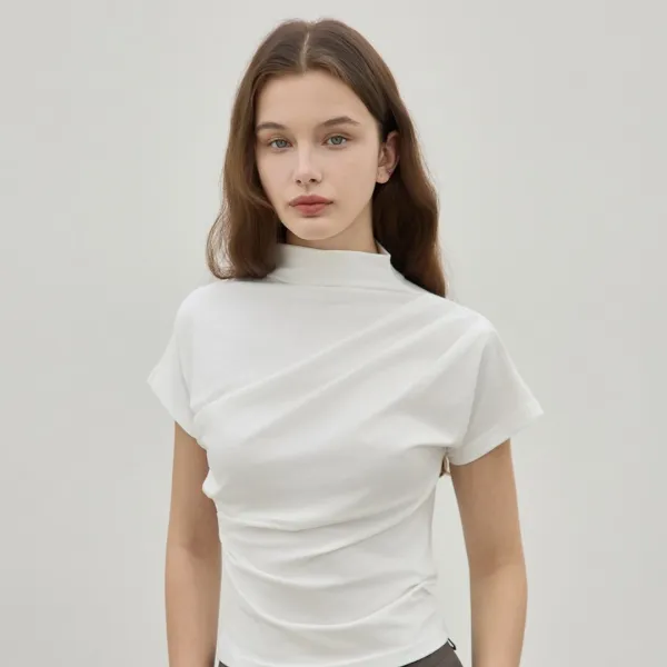 Mock Neck Draped Ts_2Color  