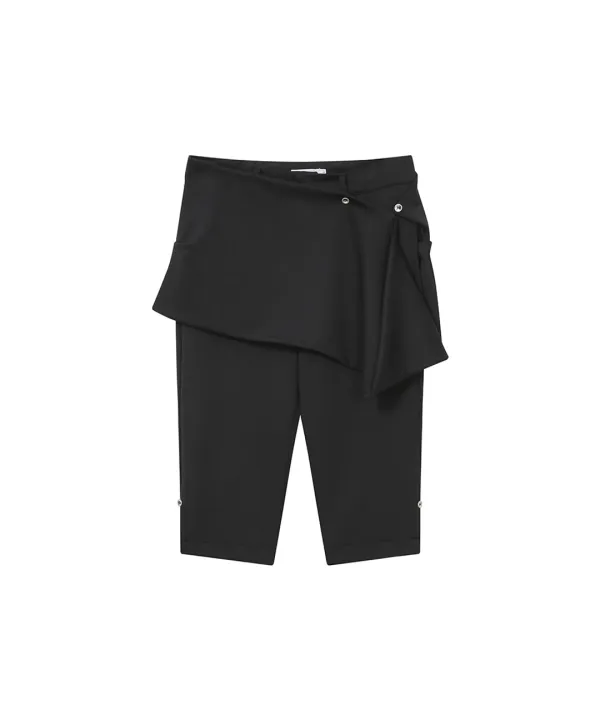 Capri wrap skirt pants SET BLACK