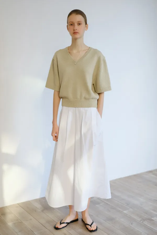 COTTON V-NECK KNIT_SOFT GREEN_OE2C2MKN40SGN