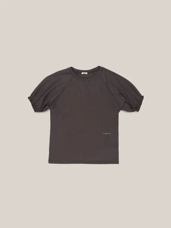 PUFF SHIRRING T-SHIRTS  [ CHARCOAL ]
