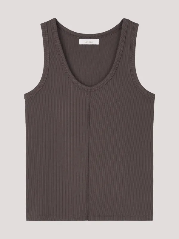 U-Neck Sleeveless Top_Brown