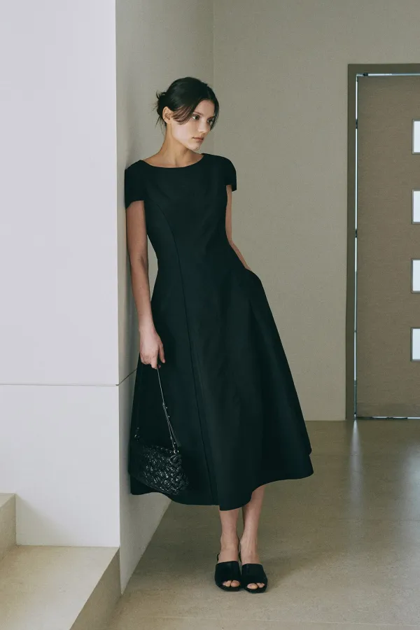 Cap Sleeve Dress[LMBESUDR5807]-Black