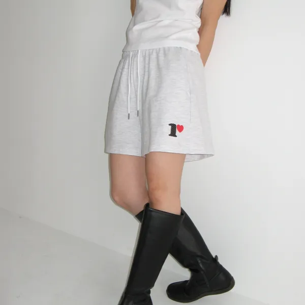 R LOGO SWEAT SHORT PANTS WHITE MELANGE