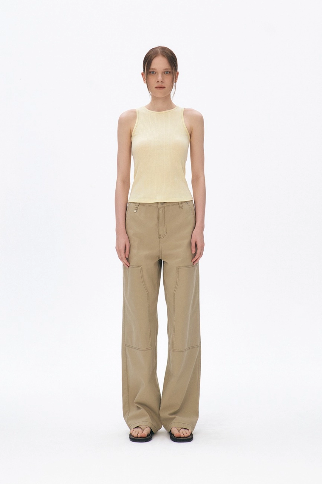 쿠메 [1st Re-order] Basic Tank Top, Light Yellow 상품 이미지 3