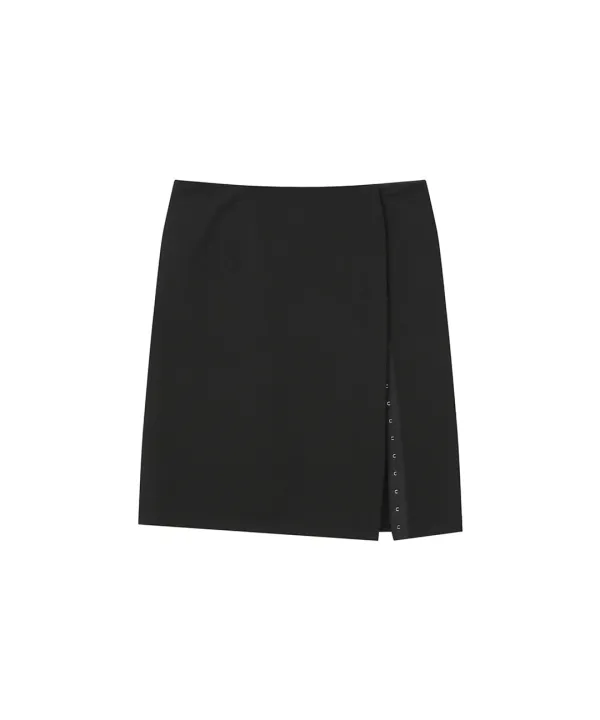 Hookandeye slit skirt BLACK