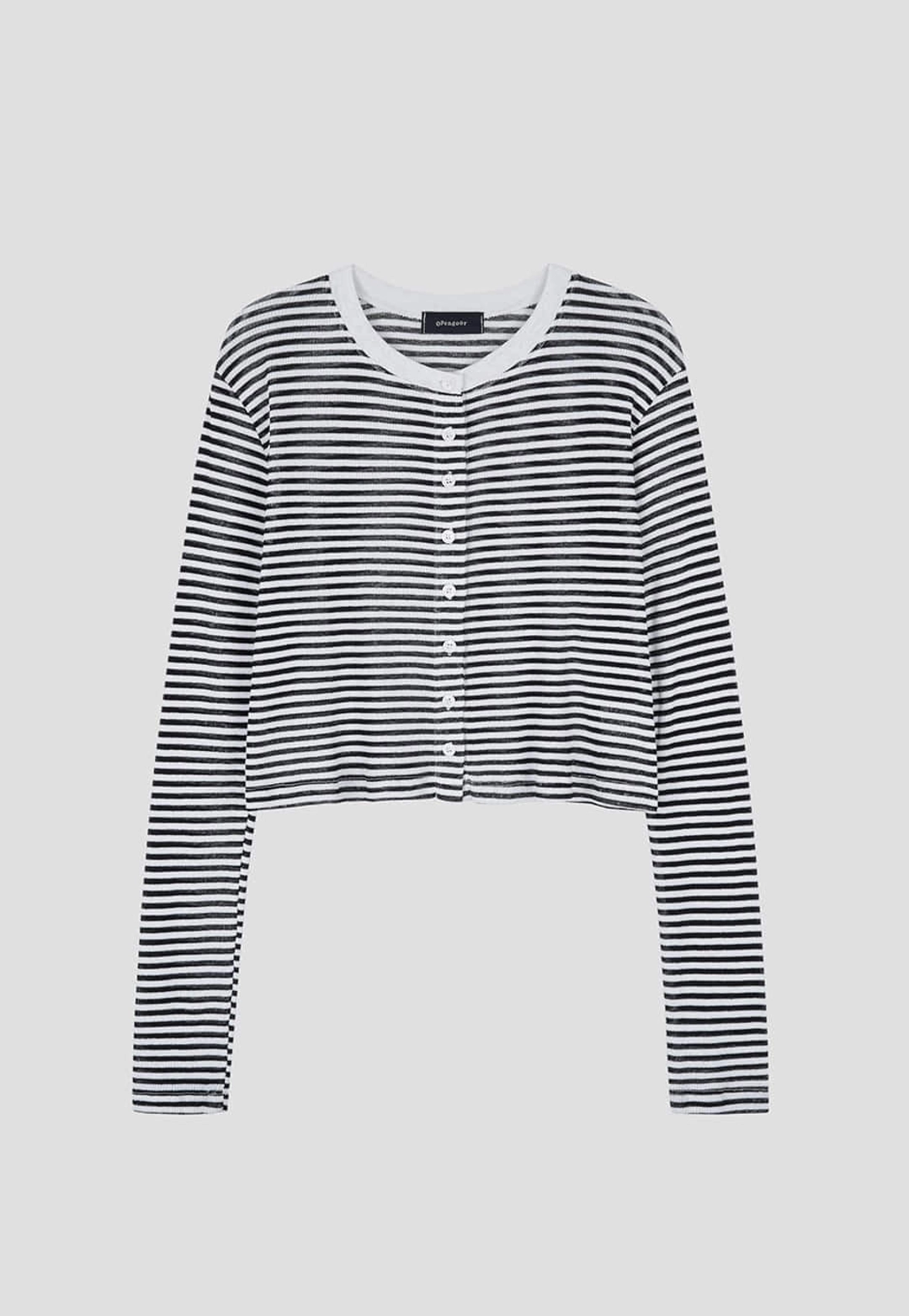 오픈도어 frill sleeve crop cardigan stripe 상품 이미지 1