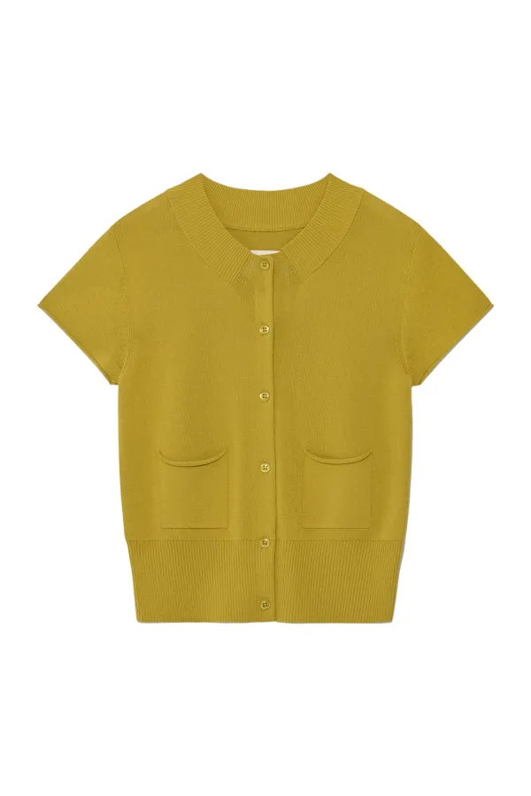 POCKET POINT HALF CARDIGAN IN OLIVE