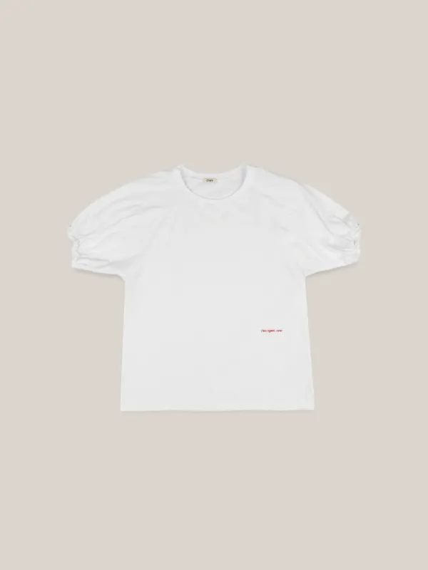 PUFF SHIRRING T-SHIRTS  [ WHITE ]