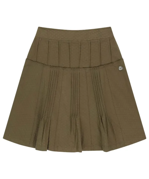 FLOWER PINTUCK SKIRT BROWN
