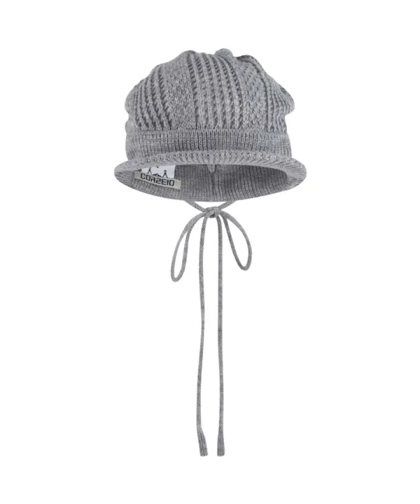 COY VISOR CROCHET BEANIE MELANGE GREY