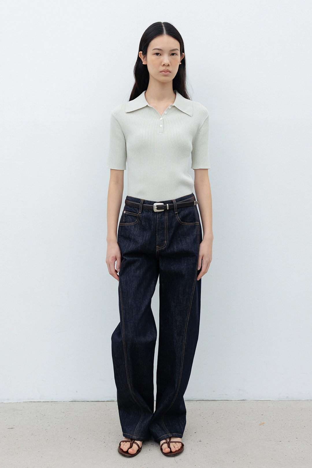 레이스 Cotton Half Collar Knit_Ice Blue 상품 이미지 1