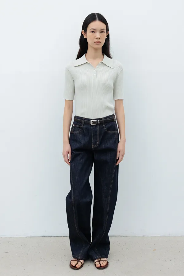 Cotton Half Collar Knit_Ice Blue