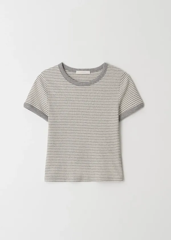 stripe linger t-shirts-ivory/melange