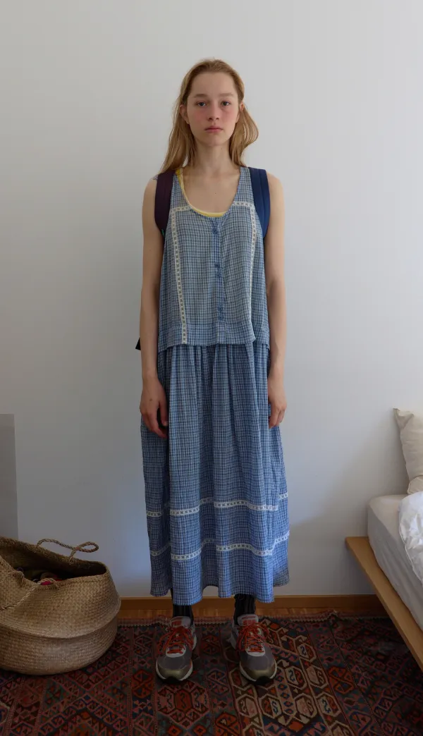 213. Sheer Check Long OPS _ Skyblue