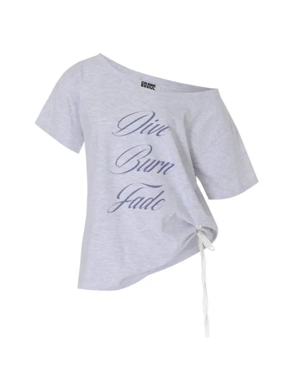 LACE STRING OFF SHOULDER TOP_MELANGE GREY