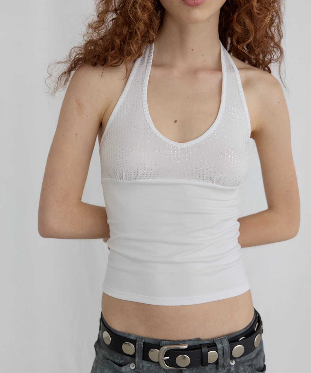 오데스 SPARKLE HALTER TOP - WHITE 상품 이미지 1