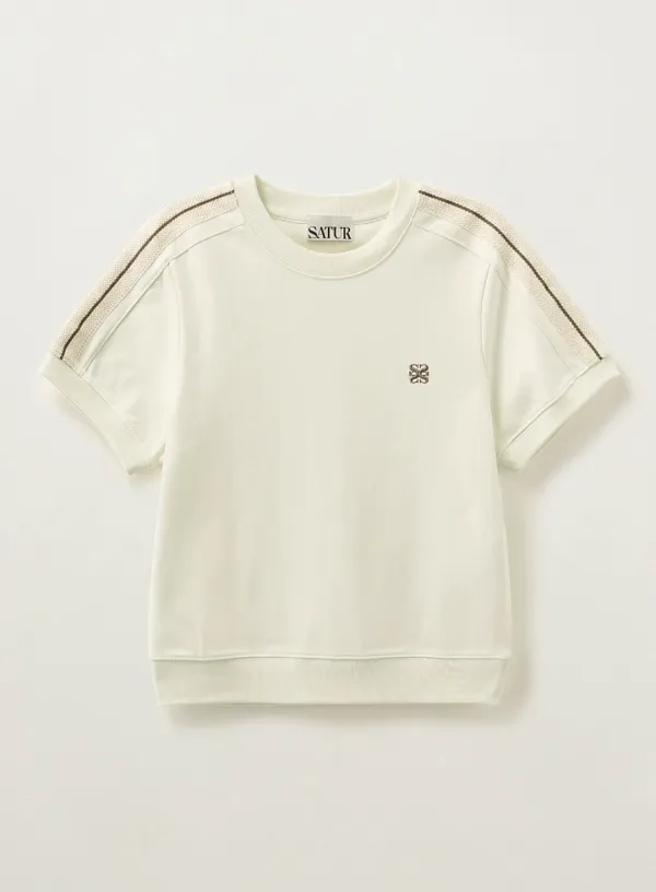 (W) Lawton Crop Half Sweatshirt - Cream