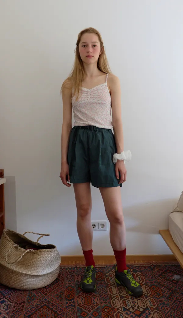 195. Belt Half Pants _ Dark Green