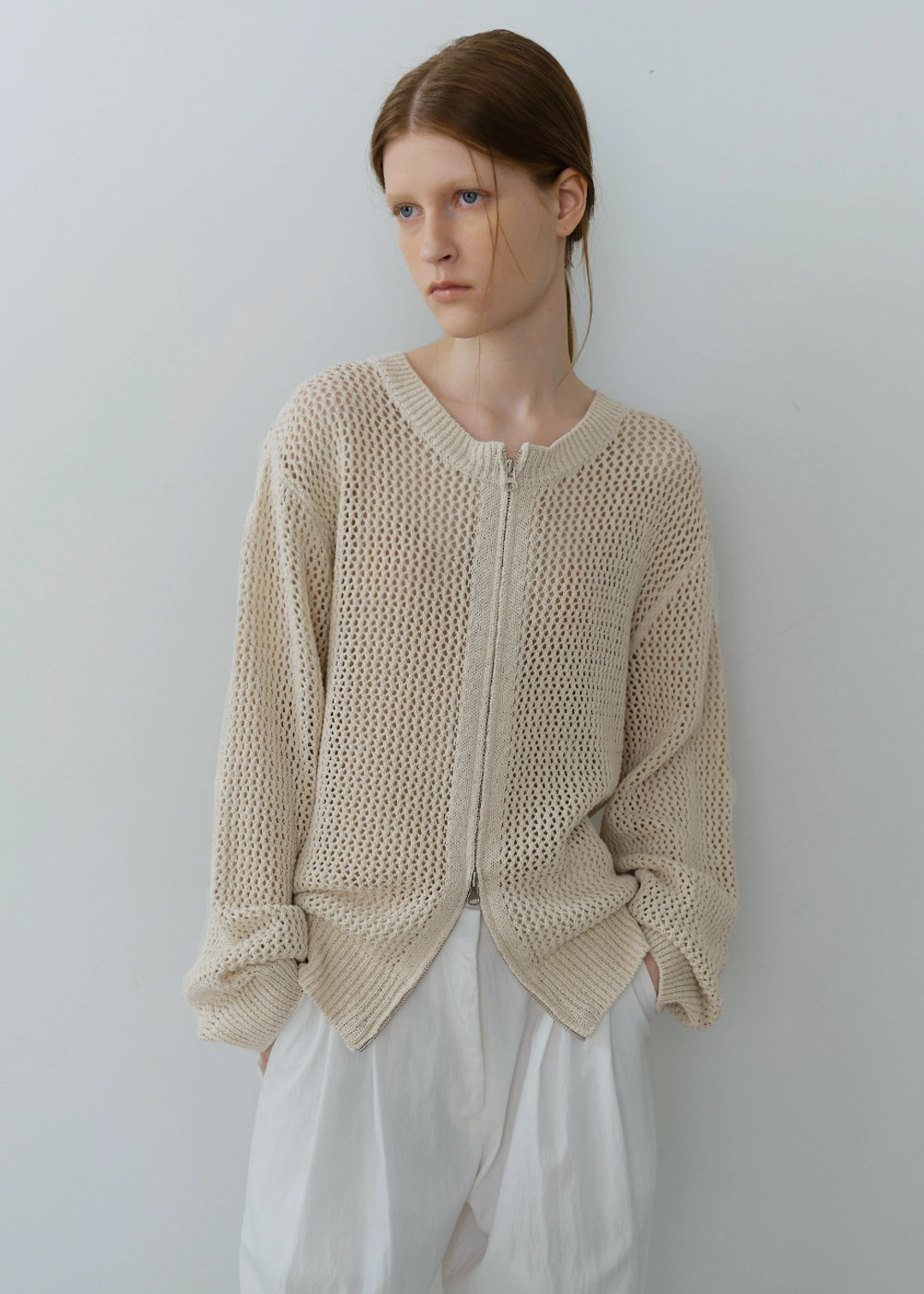 블루브릭 Net zip-up knit (light beige) 상품 이미지 2