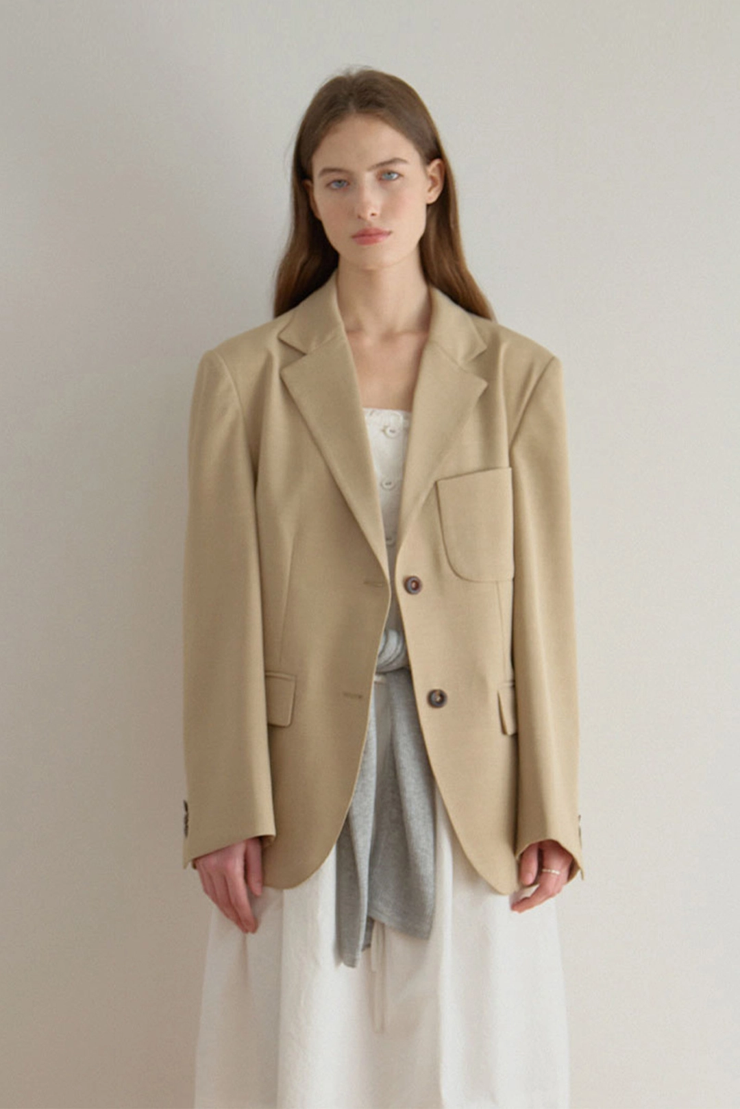 샤드라마 SILKY TEXTURED JACKET [BEIGE] 상품 이미지 2