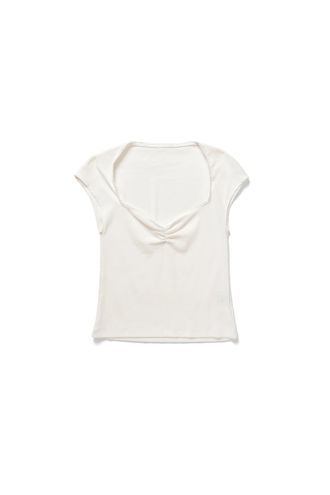 위드아웃썸머 Heart shirring t-shirt_ivory 상품 이미지 1
