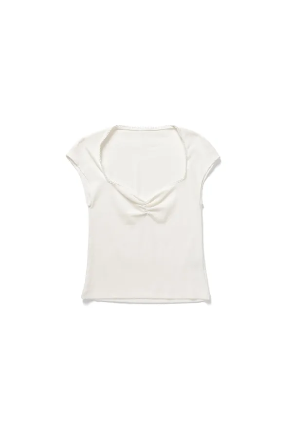Heart shirring t-shirt_ivory