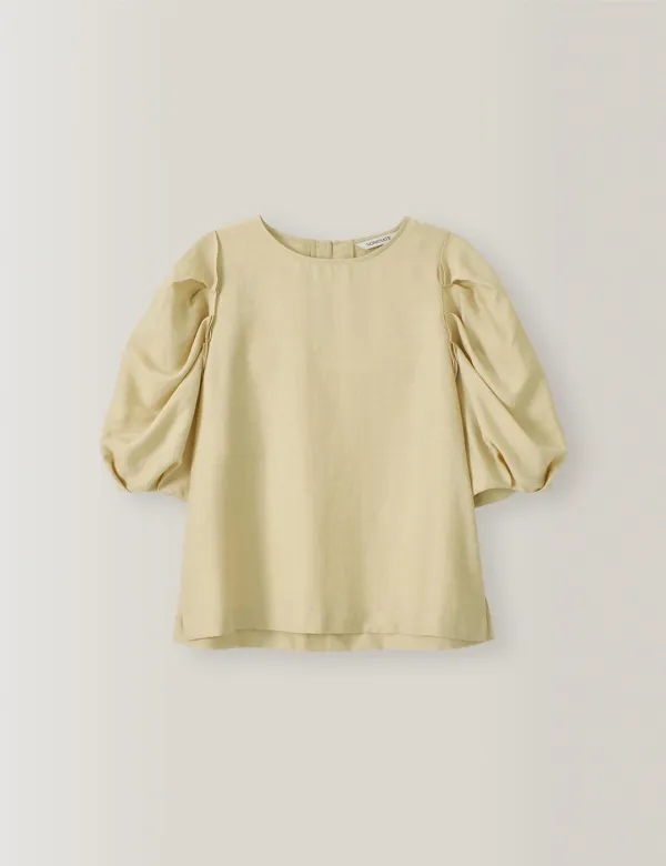 Rena Puff Blouse (Beige)
