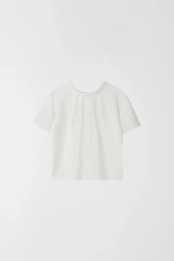 HIGH NECK TIE HALF BLOUSE_IVORY_OE2C2MBS40IVY