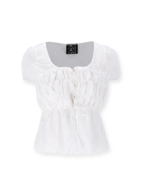 CREASE CHIFFON BLOUSE WHITE