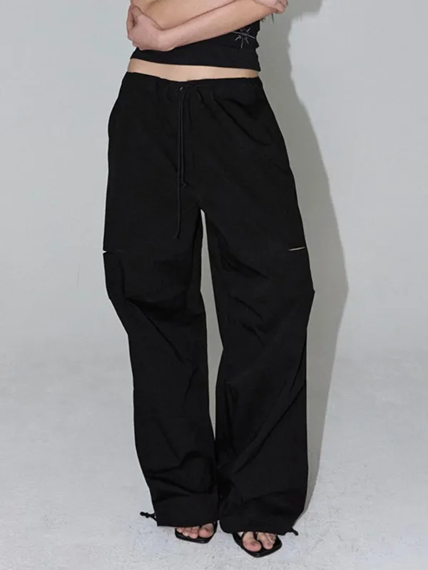 [10th Reorder] Organic Slit String Pants (black)