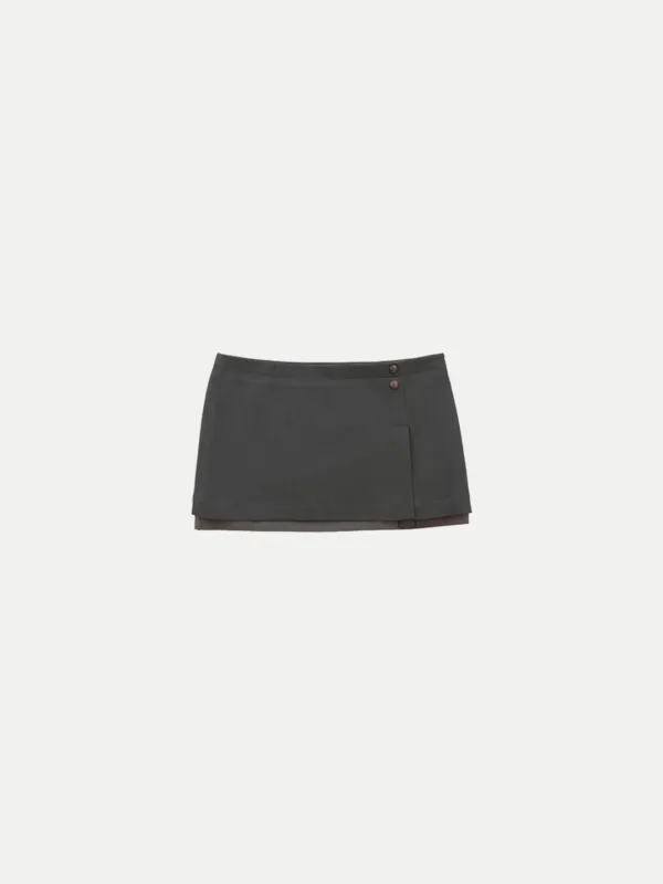 ANTIQUE SLIT MINI SKIRT DARK GRAY