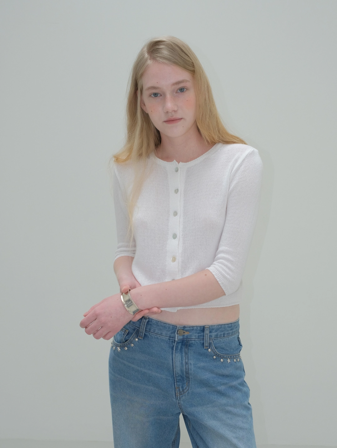 포에토 Heart paper cardigan - white 상품 이미지 2
