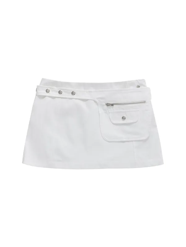 POCKET BELT MICRO SKIRT_WHITE
