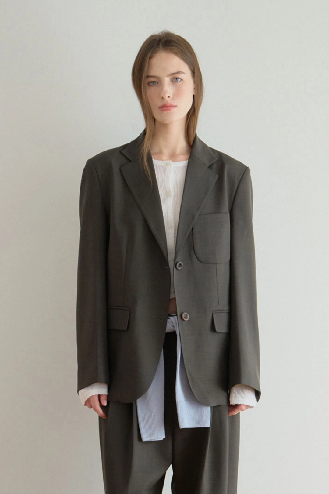샤드라마 SILKY TEXTURED JACKET [CHARCOAL] 상품 이미지 2