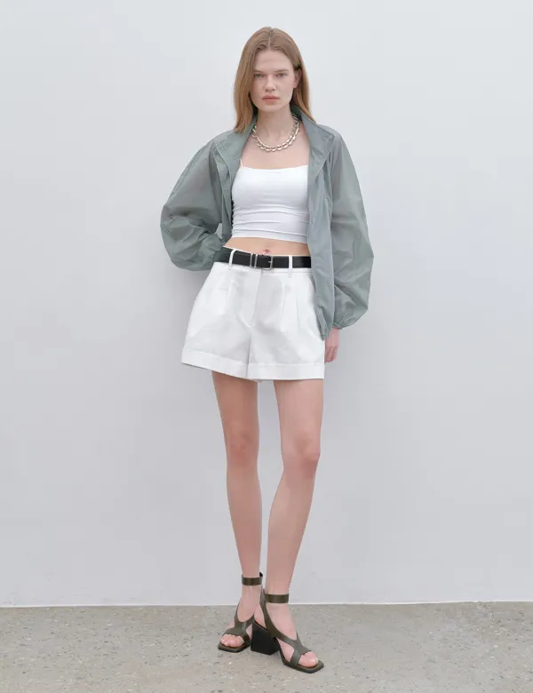 Vero Cotton Mid-Rise Shorts (White)