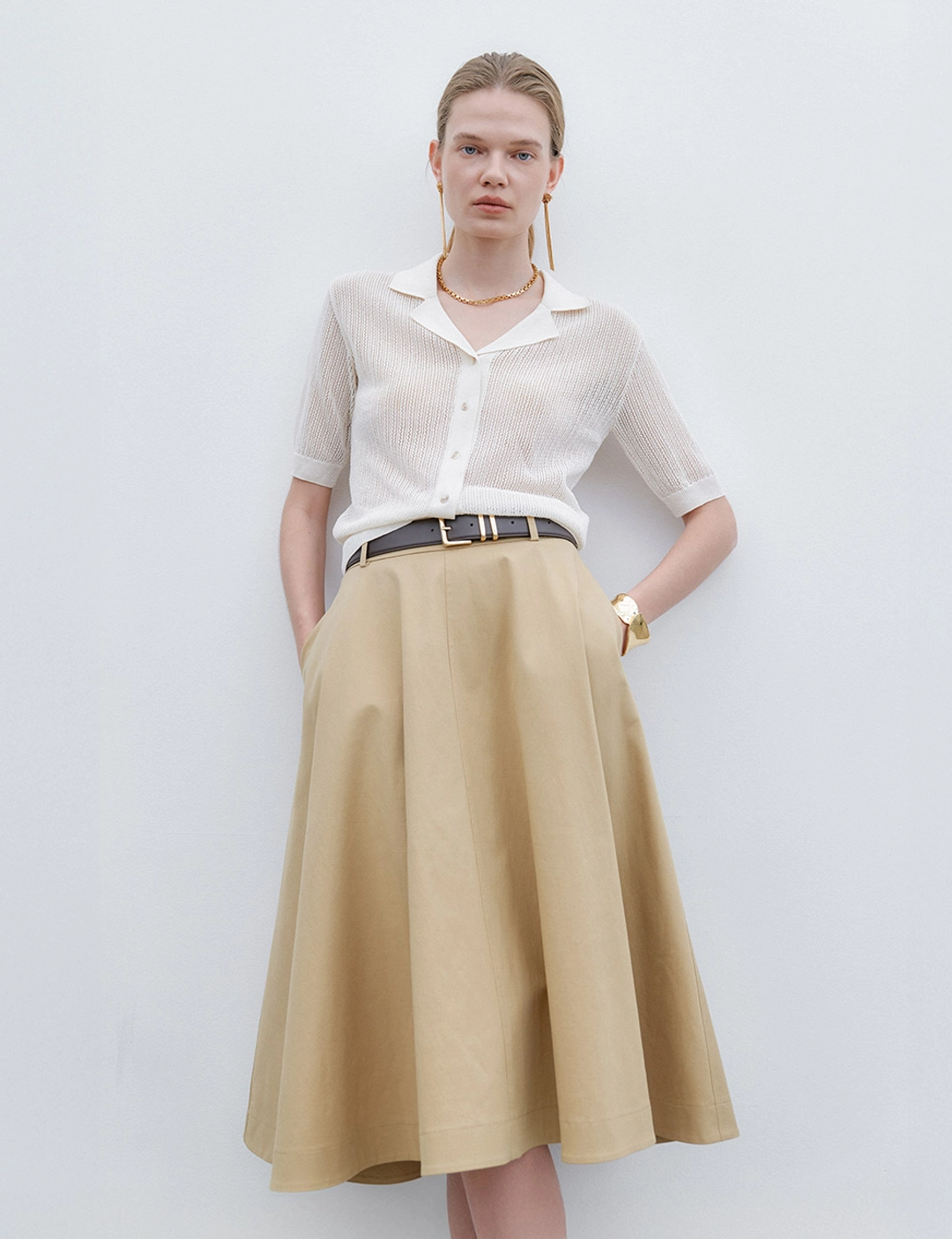 노미나떼 Roma Flare Skirt (Beige) 상품 이미지 2