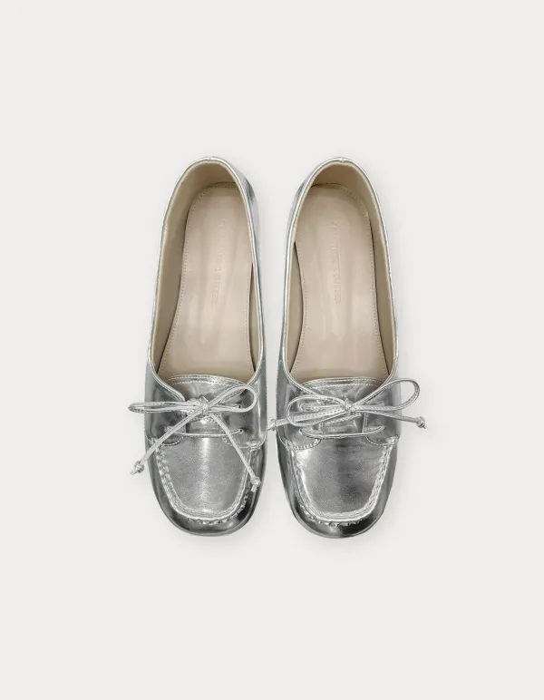 Leather Mocha Shoes - Silver