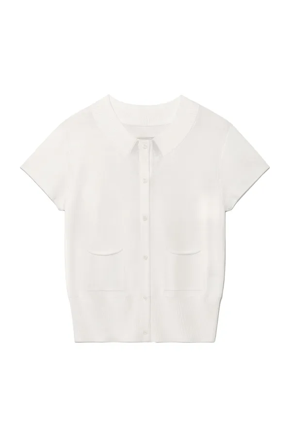 POCKET POINT HALF CARDIGAN IN IVORY