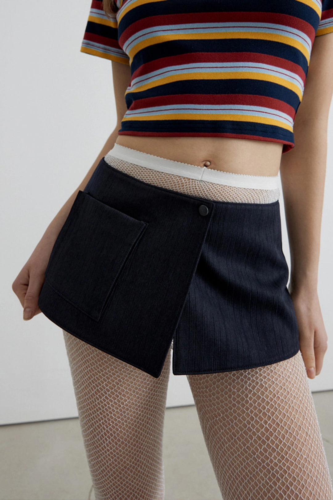 오버듀플레어 JACQUARD SKIRT BELT_NAVY 상품 이미지 2