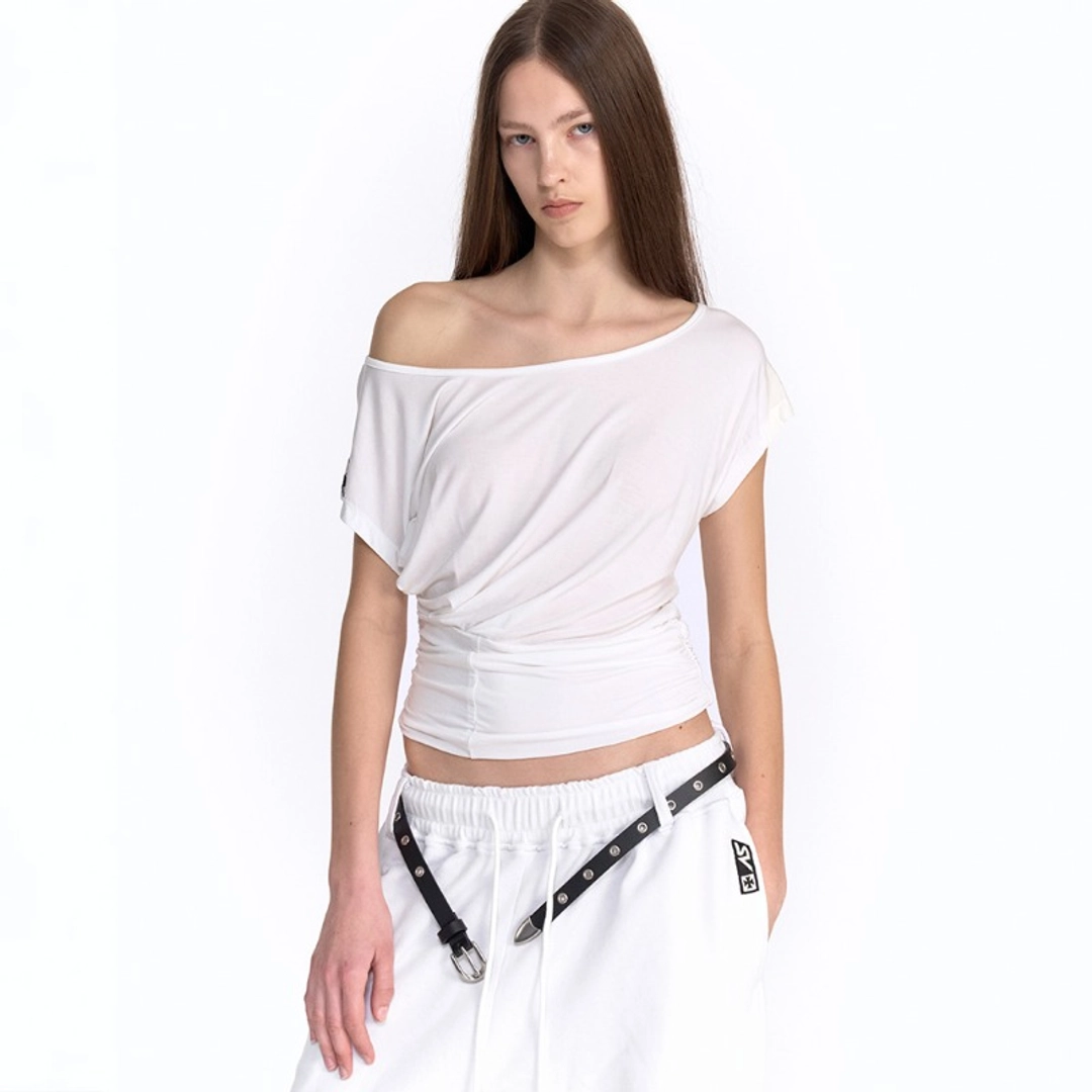 2000아카이브 CAR PLATE DRAPED TOP (WHITE) 상품 이미지 2