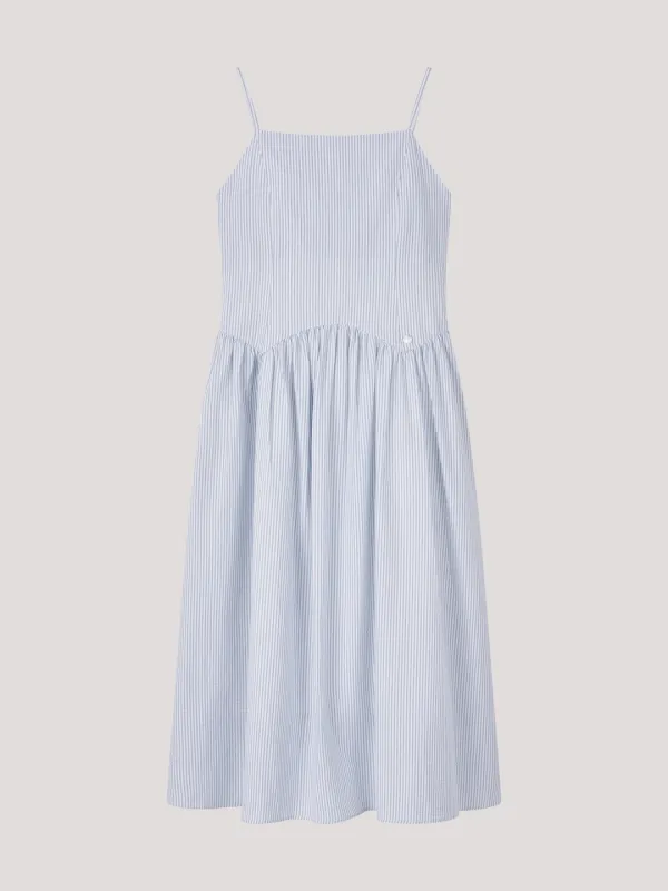 Shirring long Dress_Skylblue