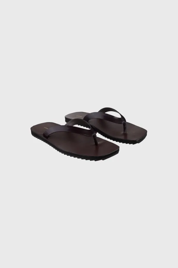 [Exclusive] Leather flip flop (brown)