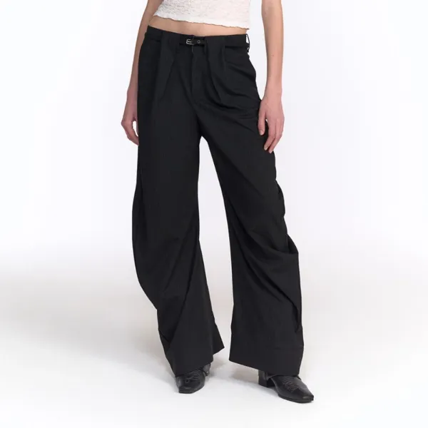 NU DRAPED SLACKS (BLACK STRIPE)
