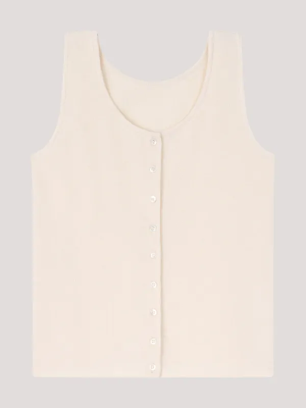 Button Sleeveless Knit_Ivory