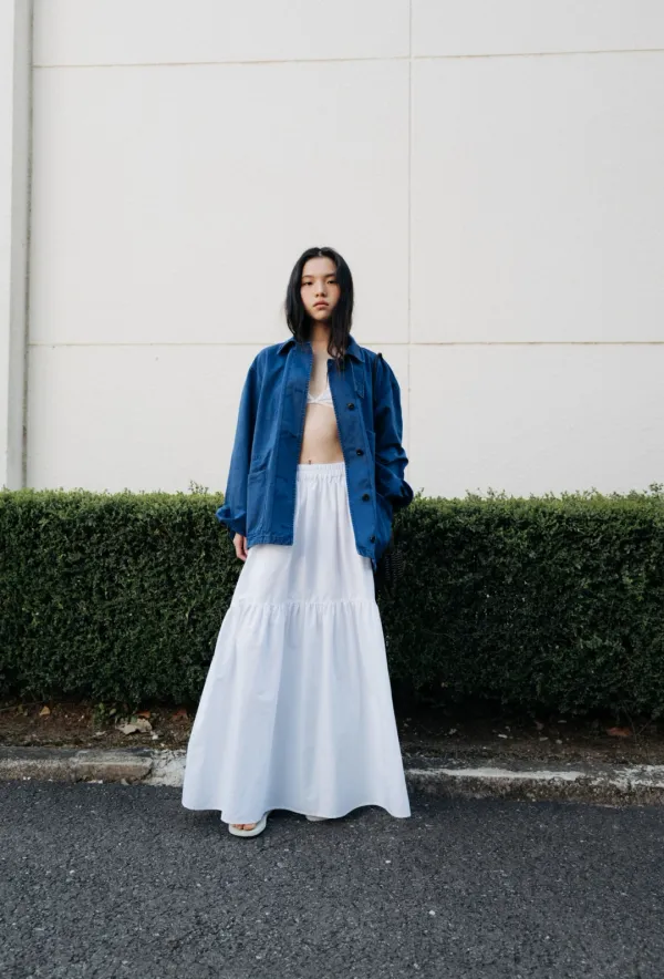 Cotton tiered maxi skirt