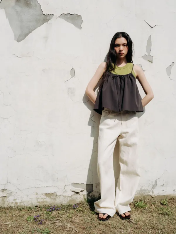 Linen straight-leg jeans (ivory)