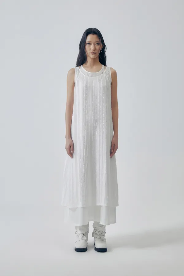 Two-Layer Overlap Dress [ White ]
