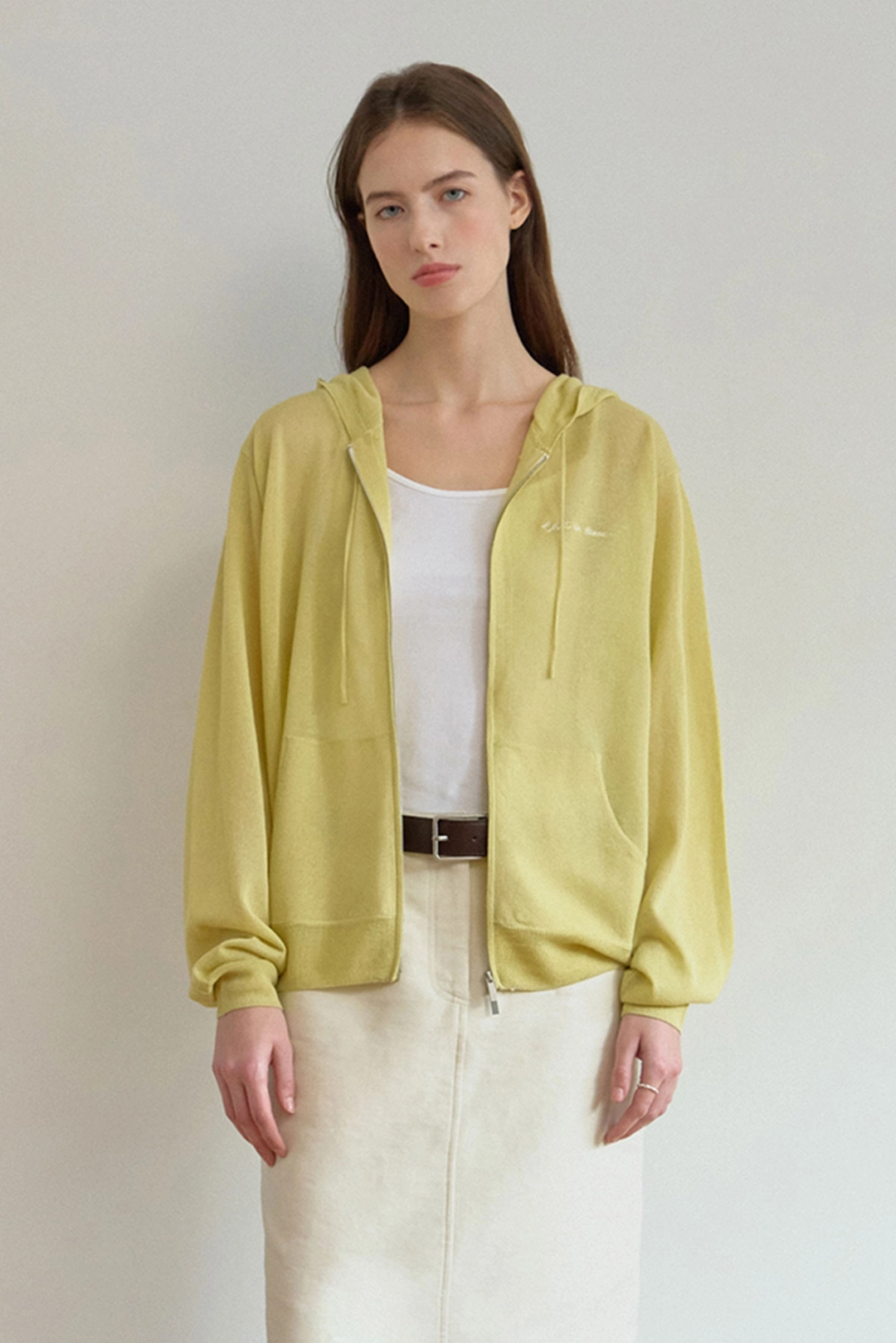 샤드라마 VISCOSE HOOD KNIT ZIP-UP [YELLOW GREEN] 상품 이미지 2