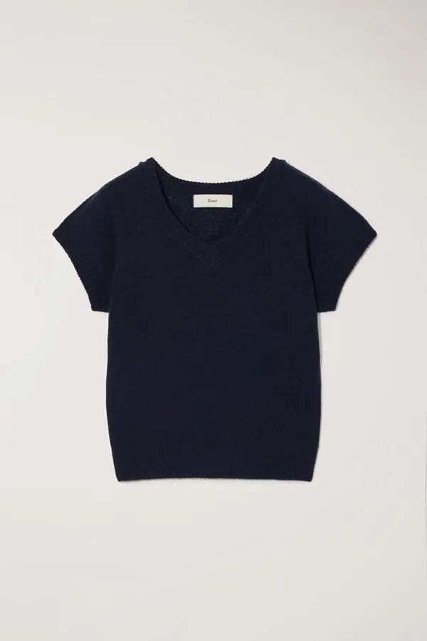 SUMMER LINEN V-NECK KNIT NAVY